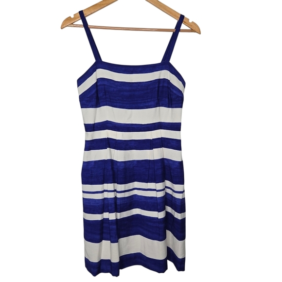 Ann Taylor LOFT Blue White Striped Nautical Beachy Tank Sun Dress Size 2 Petite - Picture 1 of 7